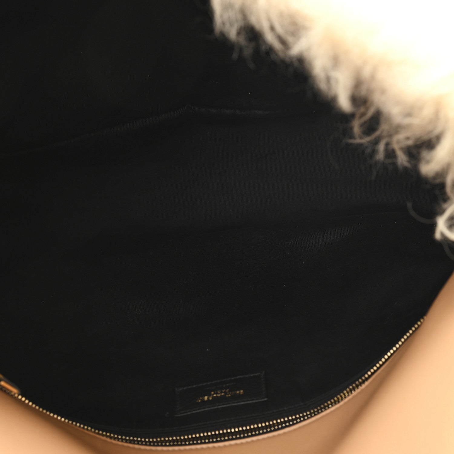 Saint Laurent Shearling Shoulder Bag Natural 5 of 10