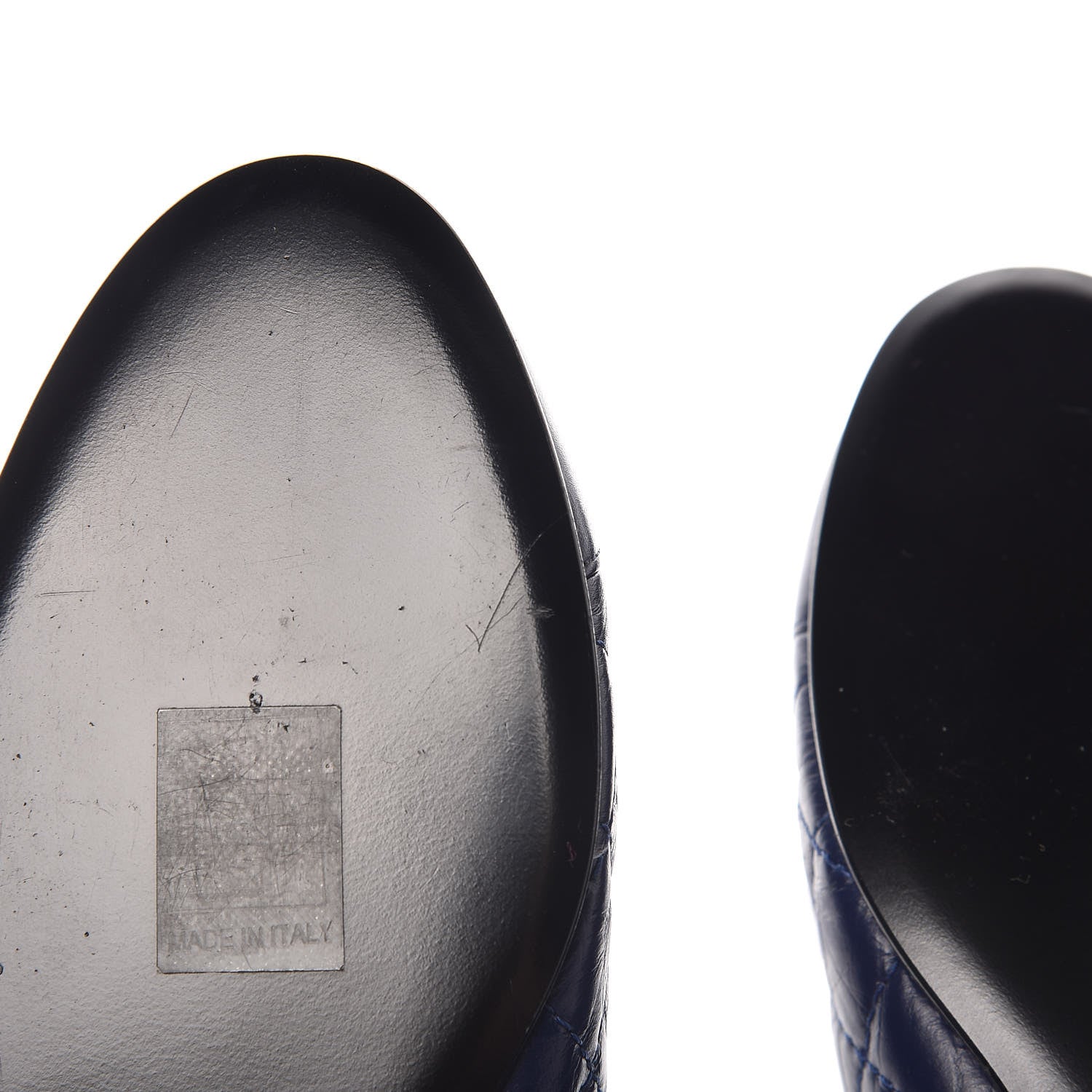 Chanel Aged Calfskin Quilted CC Cap Toe Ballerina Flats 37 Navy 8 of 10