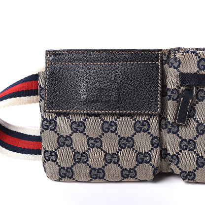 Gucci GG Monogram Web Double Pocket Belt Bag Navy 7 of 8