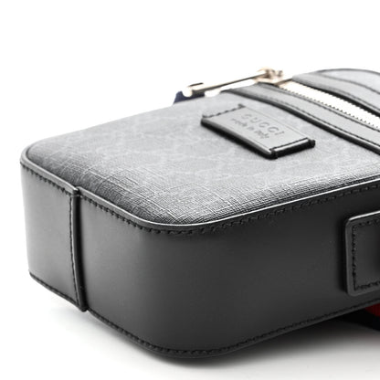 Gucci GG Supreme Monogram Appia Calfskin Web Small Camera Messenger Bag Black Grey 9 of 9