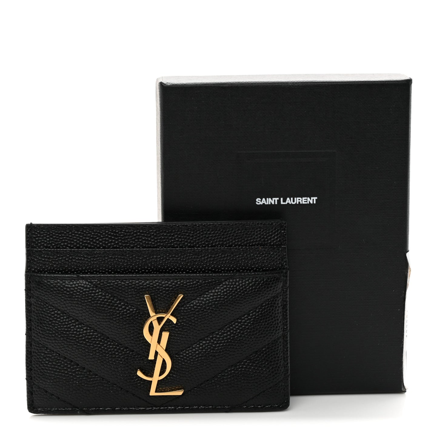 Grain De Poudre Matelasse Chevron Monogram Credit Card Case Black