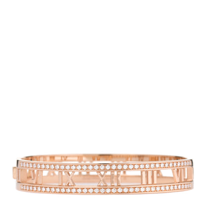 Tiffany 18K Rose Gold Diamond Atlas Open Hinged Bangle Bracelet 1 of 4