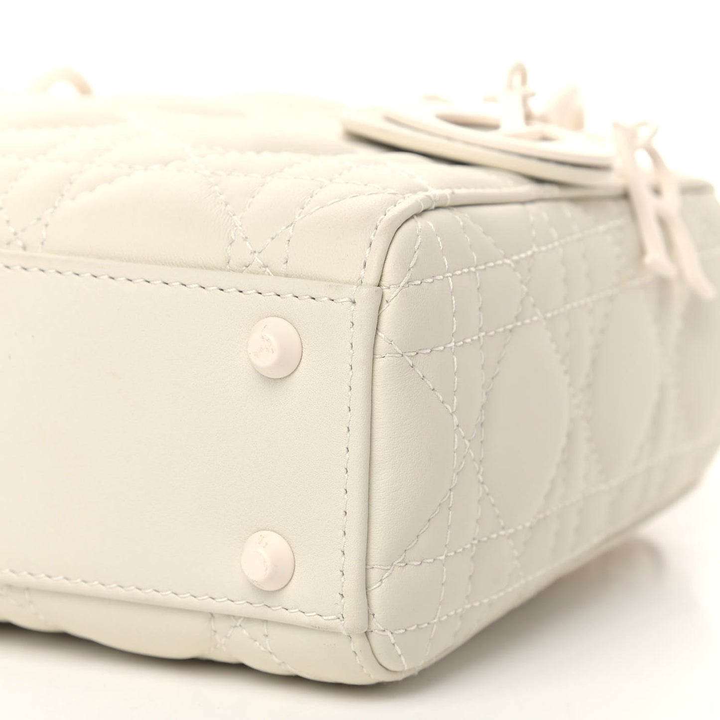 Ultra Matte Calfskin Cannage Mini Lady Dior White