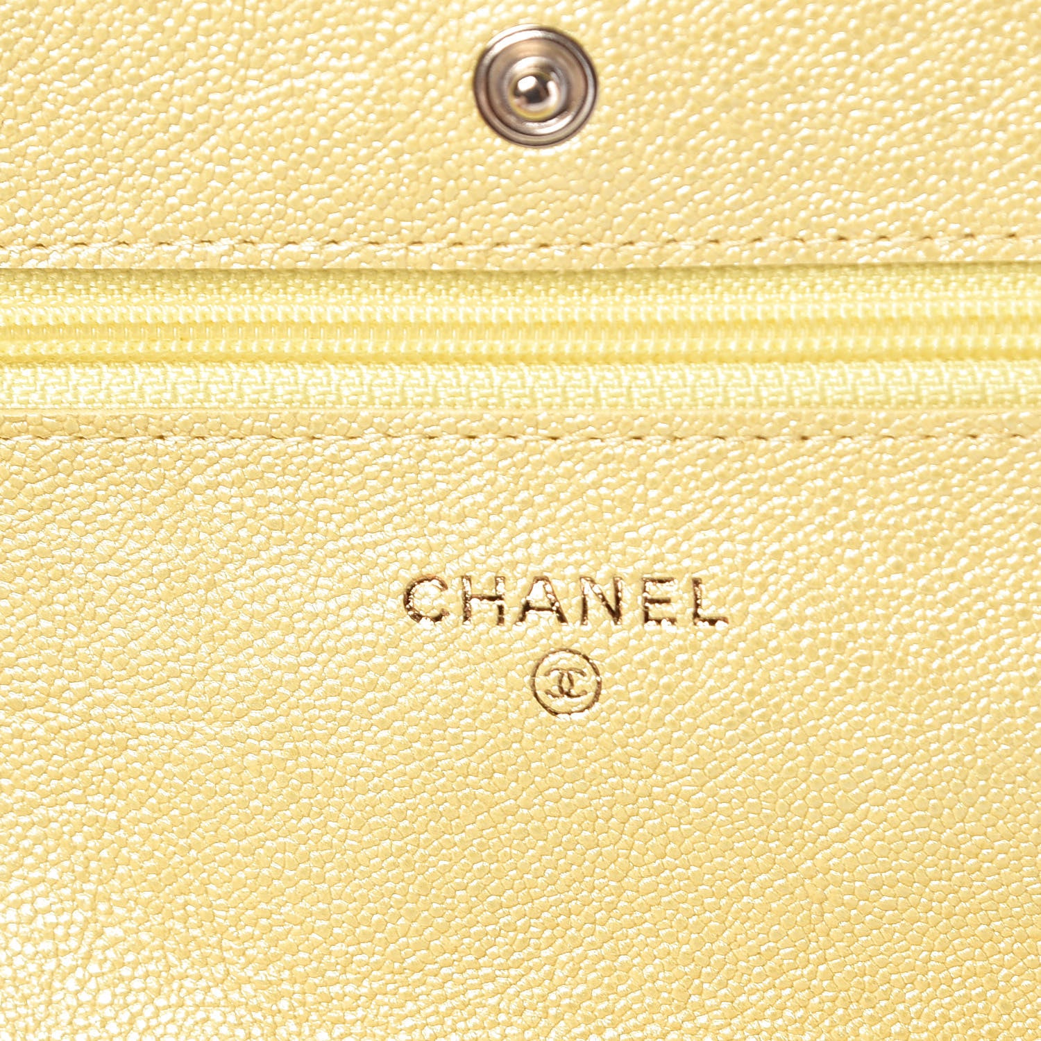 Chanel Iridescent Caviar Quilted Wallet on Chain WOC Yellow 8 of 11