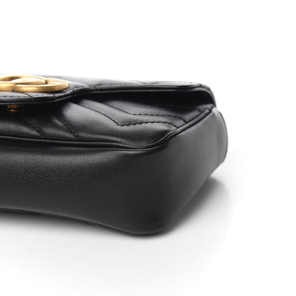 Gucci Calfskin Matelasse Super Mini GG Marmont Shoulder Bag Black 9 of 10