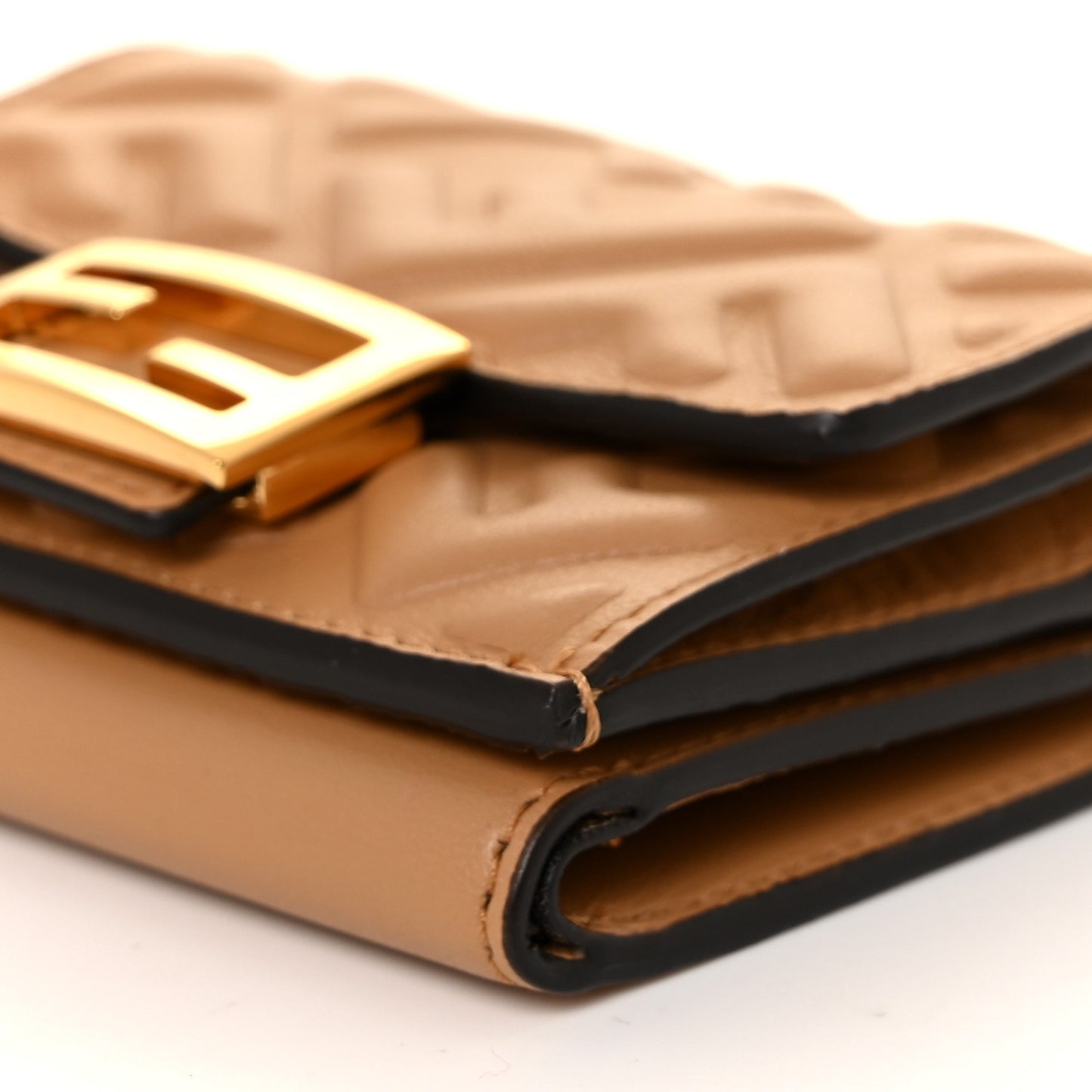 Nappa Matisse FF Diagonal Embossed Micro Tri-Fold Wallet Miele Scuro