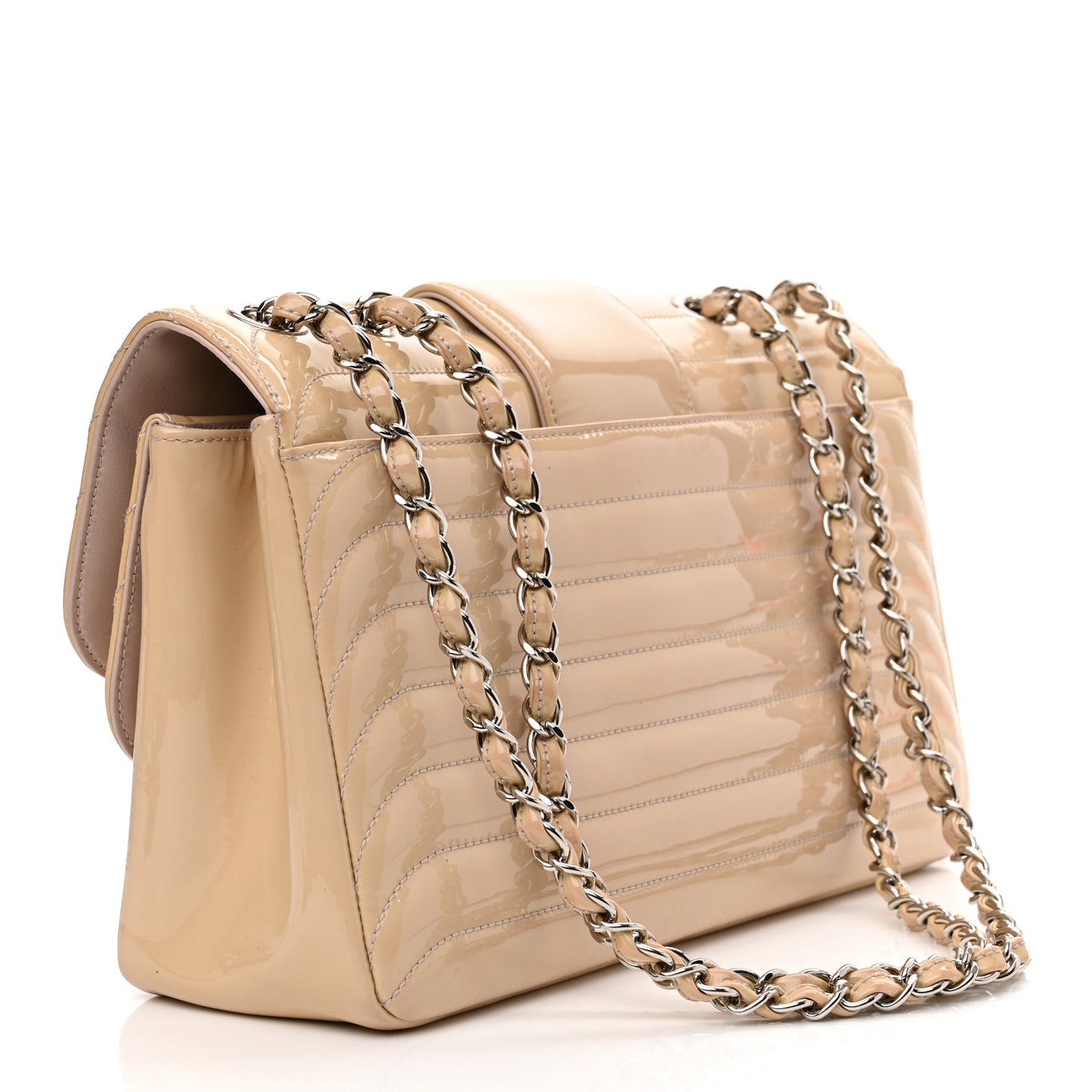 Patent Horizontal Quilted Jumbo Single Flap Pink