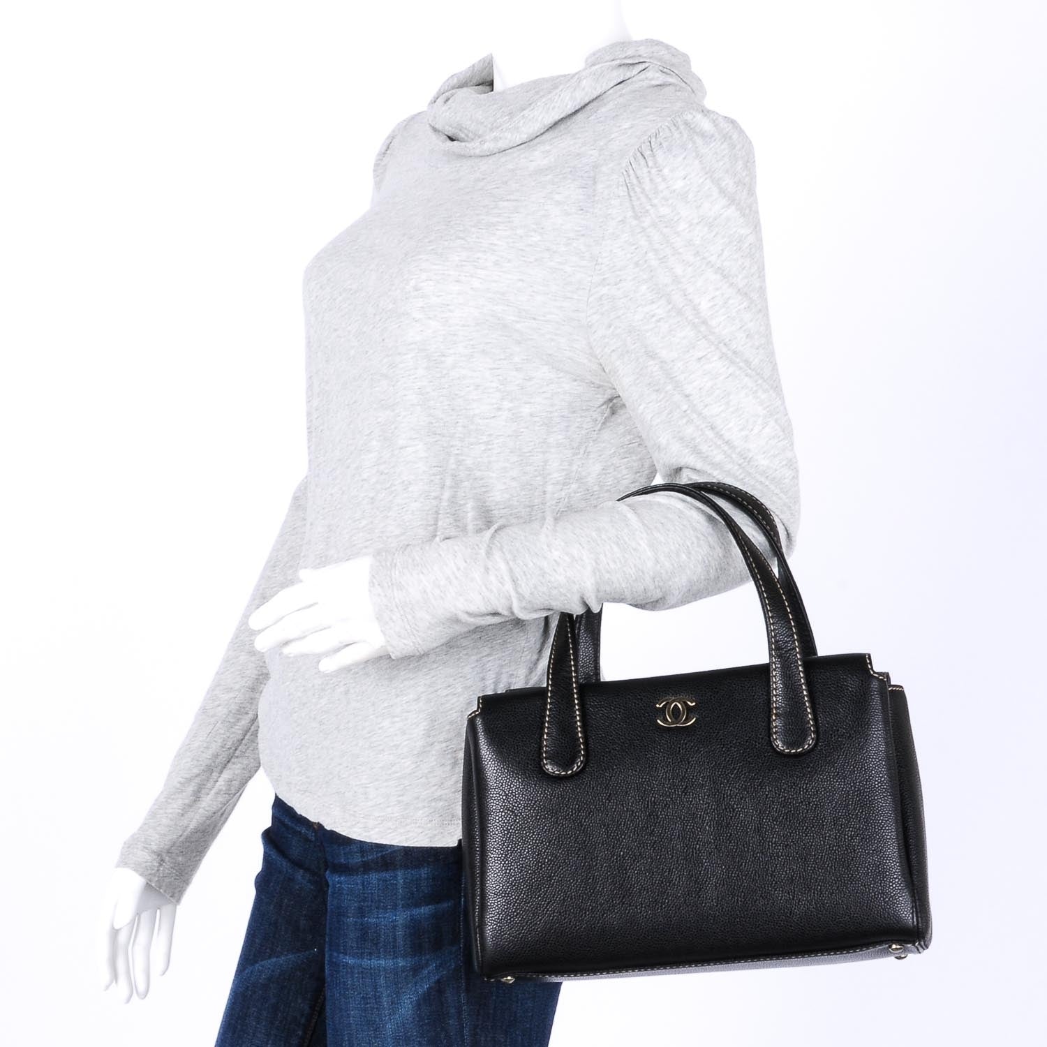 Chanel Caviar Handbag Black 2 of 7