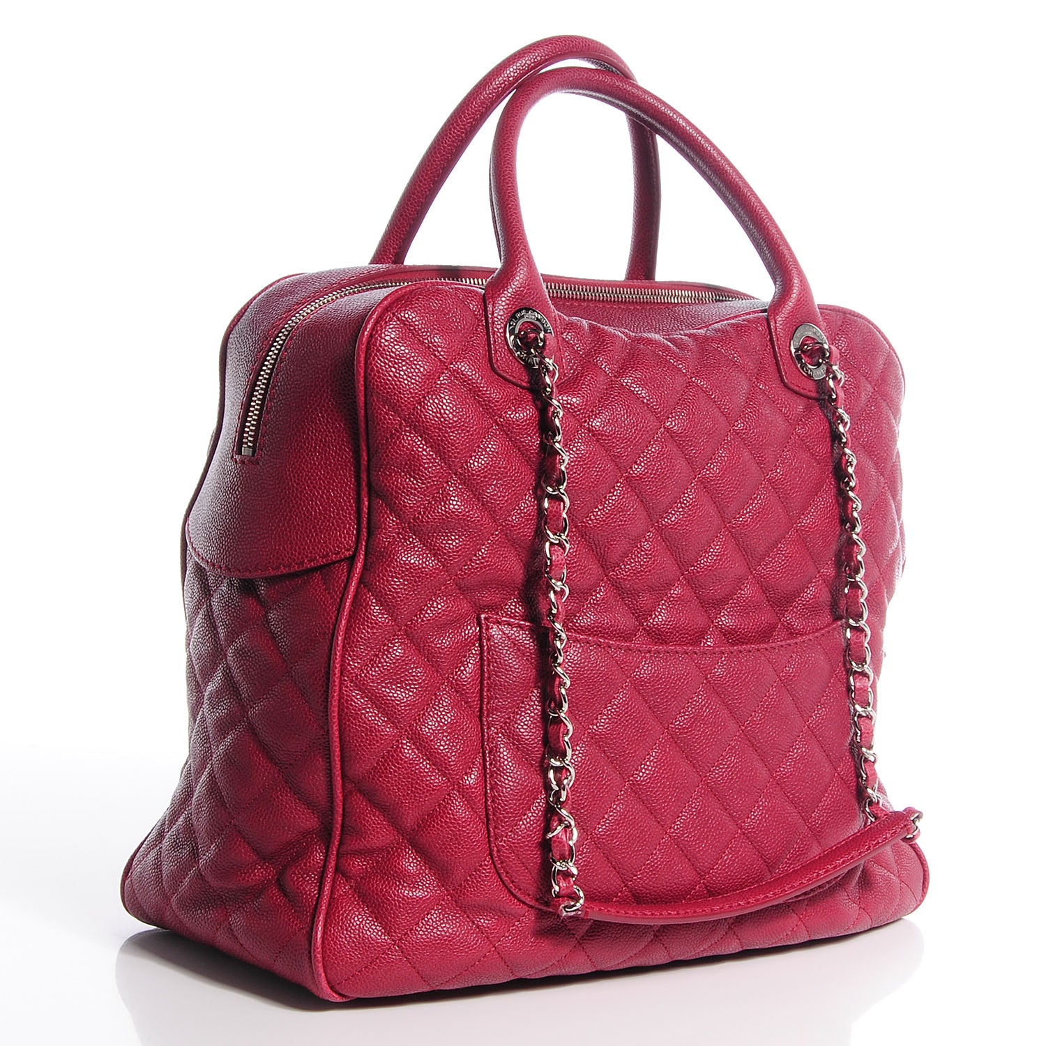 Chanel Caviar Quilted CC Paradoxal Bowling Bag Red 3 of 7