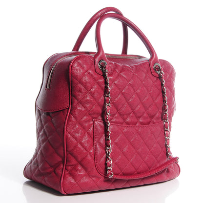 Chanel Caviar Quilted CC Paradoxal Bowling Bag Red 3 of 7