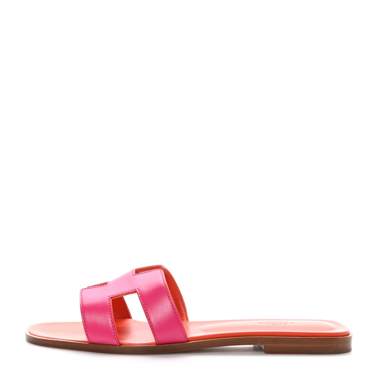 Hermes Box Calfskin Oran Sandals 41 Rose Flash Orange H 1 of 8