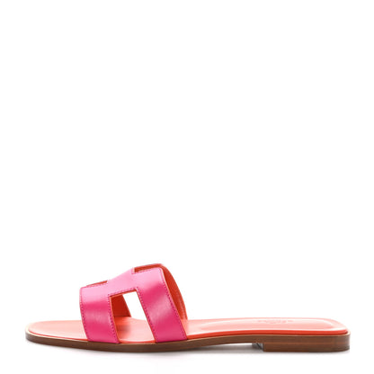 Hermes Box Calfskin Oran Sandals 41 Rose Flash Orange H 1 of 8