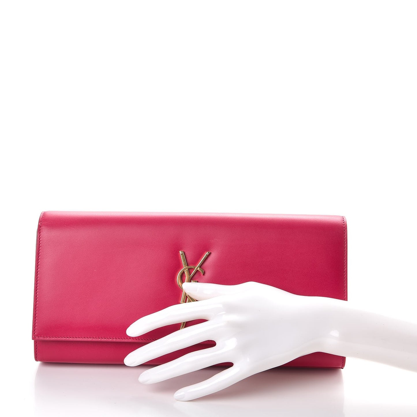 Calfskin Classic Monogram Clutch Fuschia