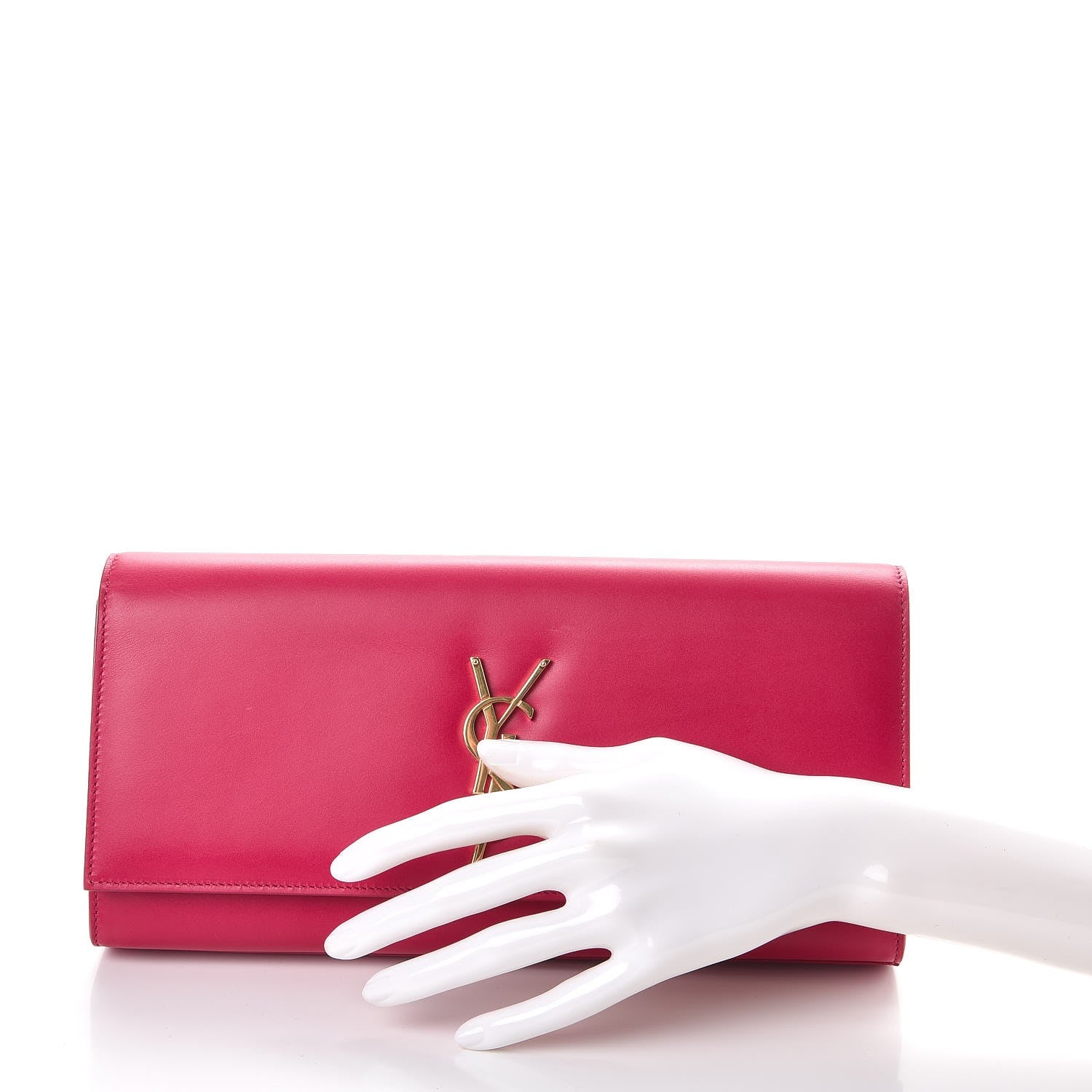 Saint Laurent Calfskin Classic Monogram Clutch Fuschia 2 of 7