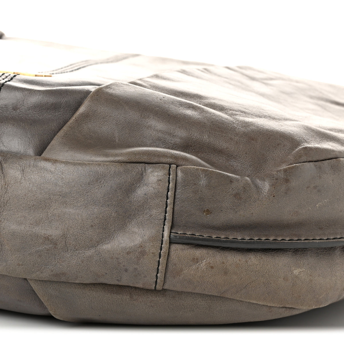 Calfskin Braided Hobo Grey