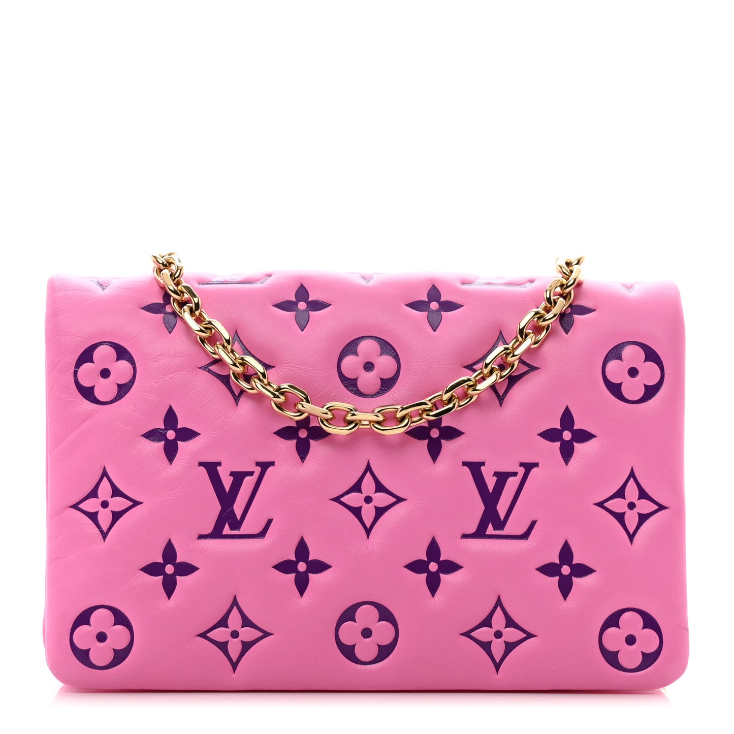 Lambskin Embossed Monogram Vuittamins Pochette Coussin Rose Violet