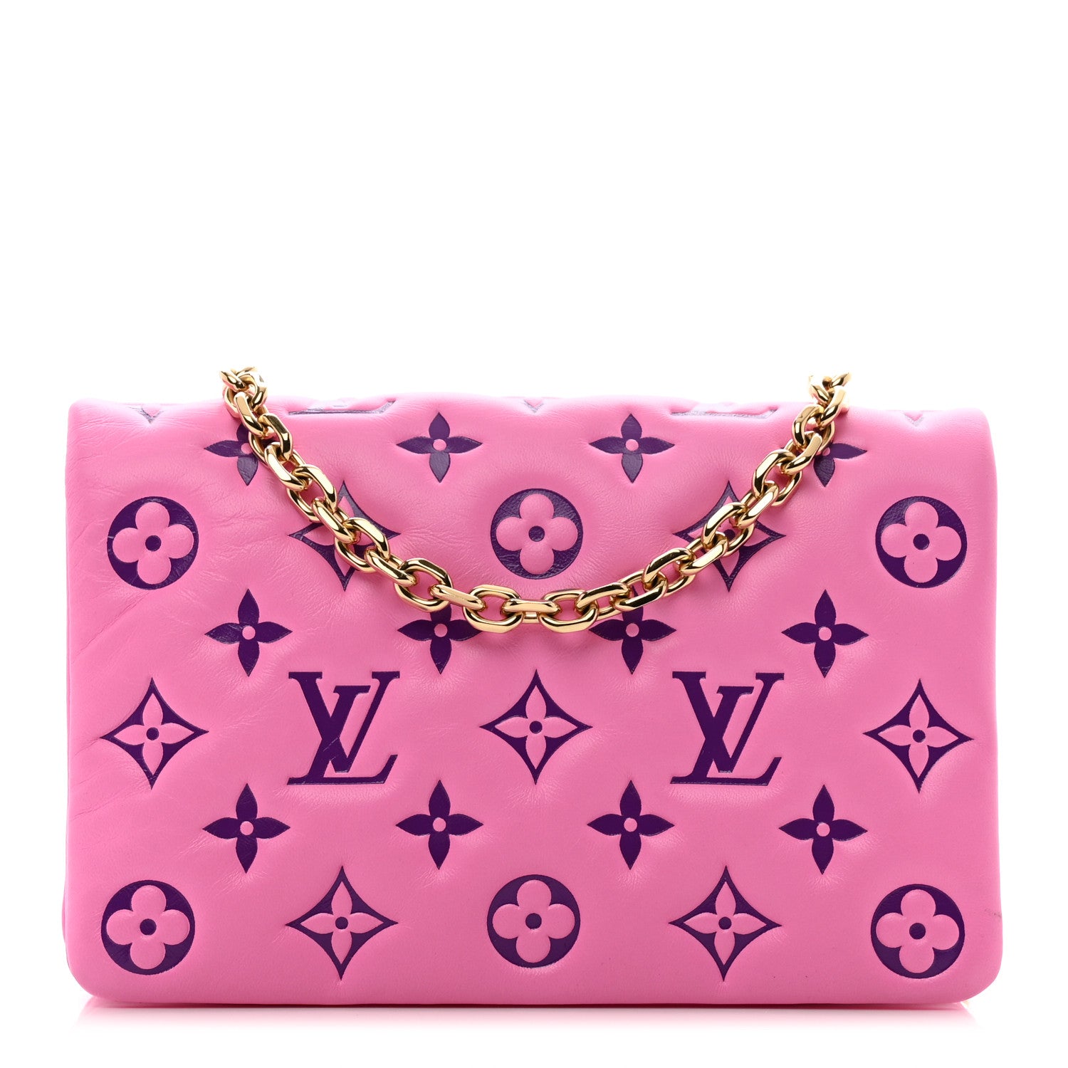 Louis Vuitton Lambskin Embossed Monogram Vuittamins Pochette Coussin Rose Violet 1 of 11