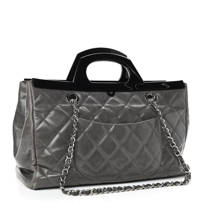 Chanel Glazed Calfskin Quilted Small CC Delivery Tote Grey 3 of 9
