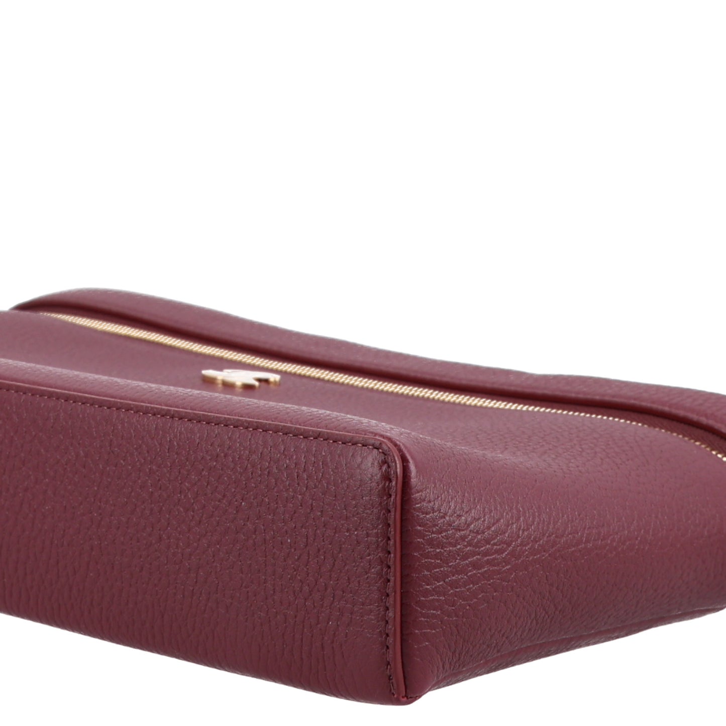 Grained Calfskin Large Supple Trapeze Vanity Case With Chain Dark Burgundy