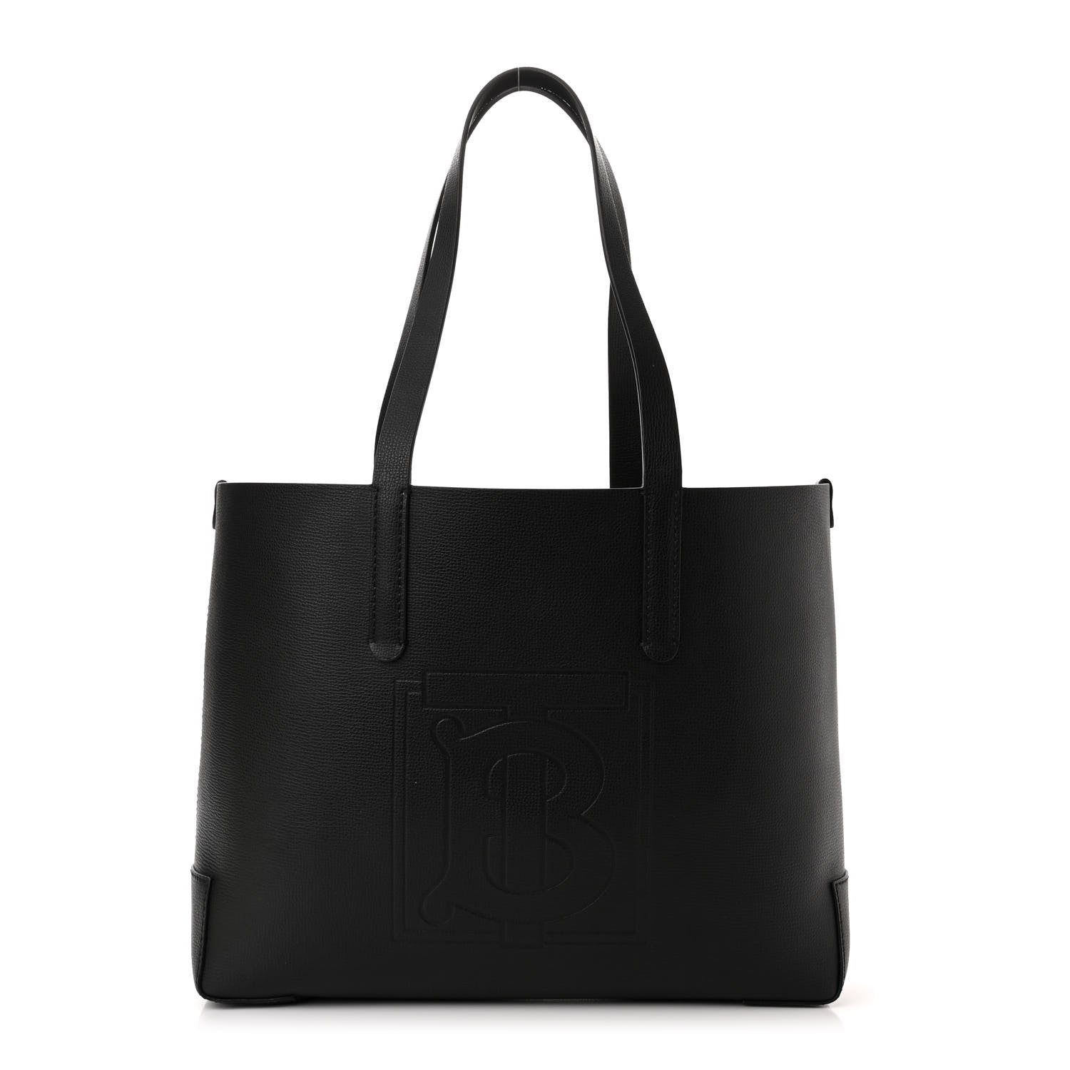 Burberry Calfskin TB Motif Embossed Medium Tote Black 1 of 10