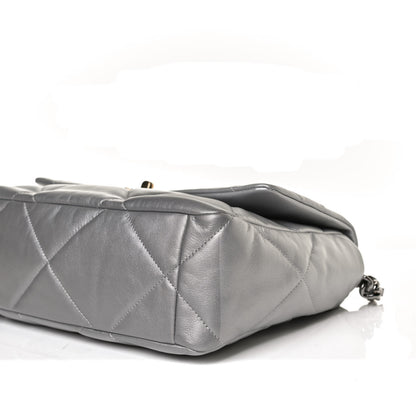 Chanel Metallic Goatskin Quilted Large Chanel 19 Flap Silver 9 of 12