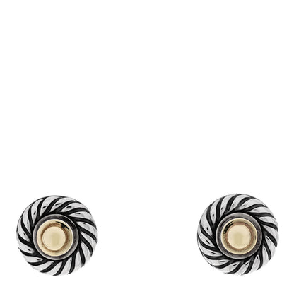 David Yurman Sterling Silver 14K Yellow Gold Cookie Earrings 1 of 4