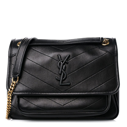 Saint Laurent Lambskin Matelasse Monogram Baby Niki Chain Satchel Black 1 of 12