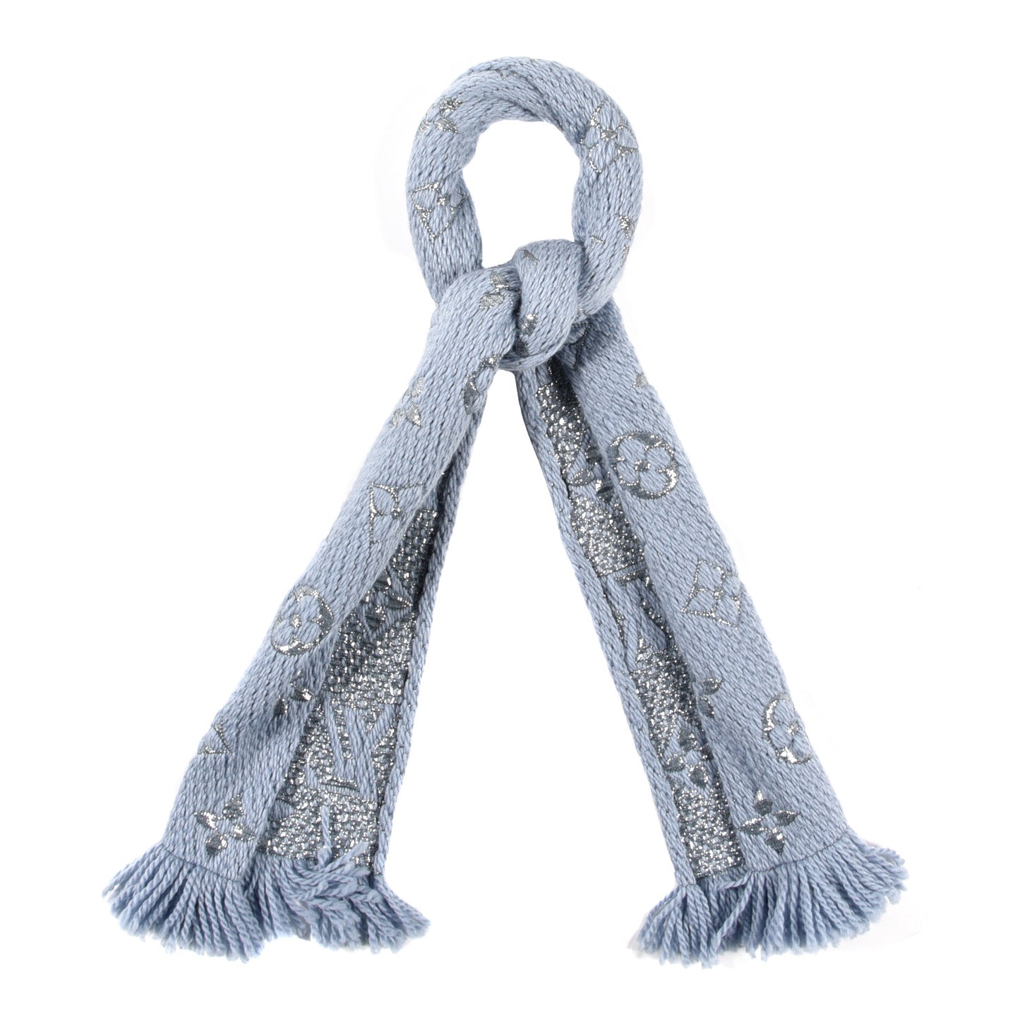 Wool Silk Logomania Shine Scarf Blue