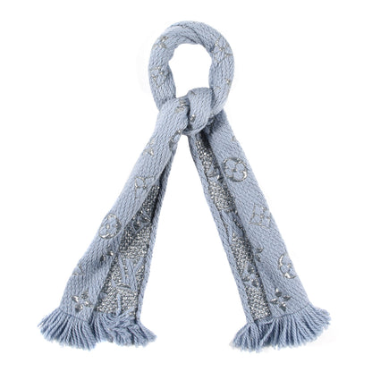 Louis Vuitton Wool Silk Logomania Shine Scarf Blue 1 of 4