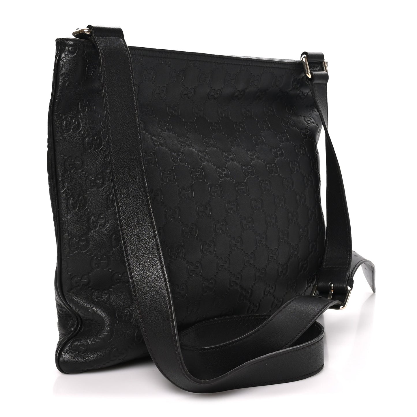 Guccissima Medium Flat Messenger Bag Black