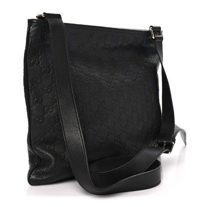 Gucci Guccissima Medium Flat Messenger Bag Black 3 of 10
