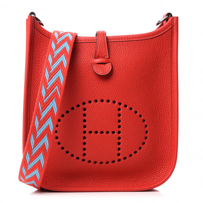 Hermes Taurillon Maurice Evelyne TPM Rouge De Coeur Bleu Du Nord 1 of 11