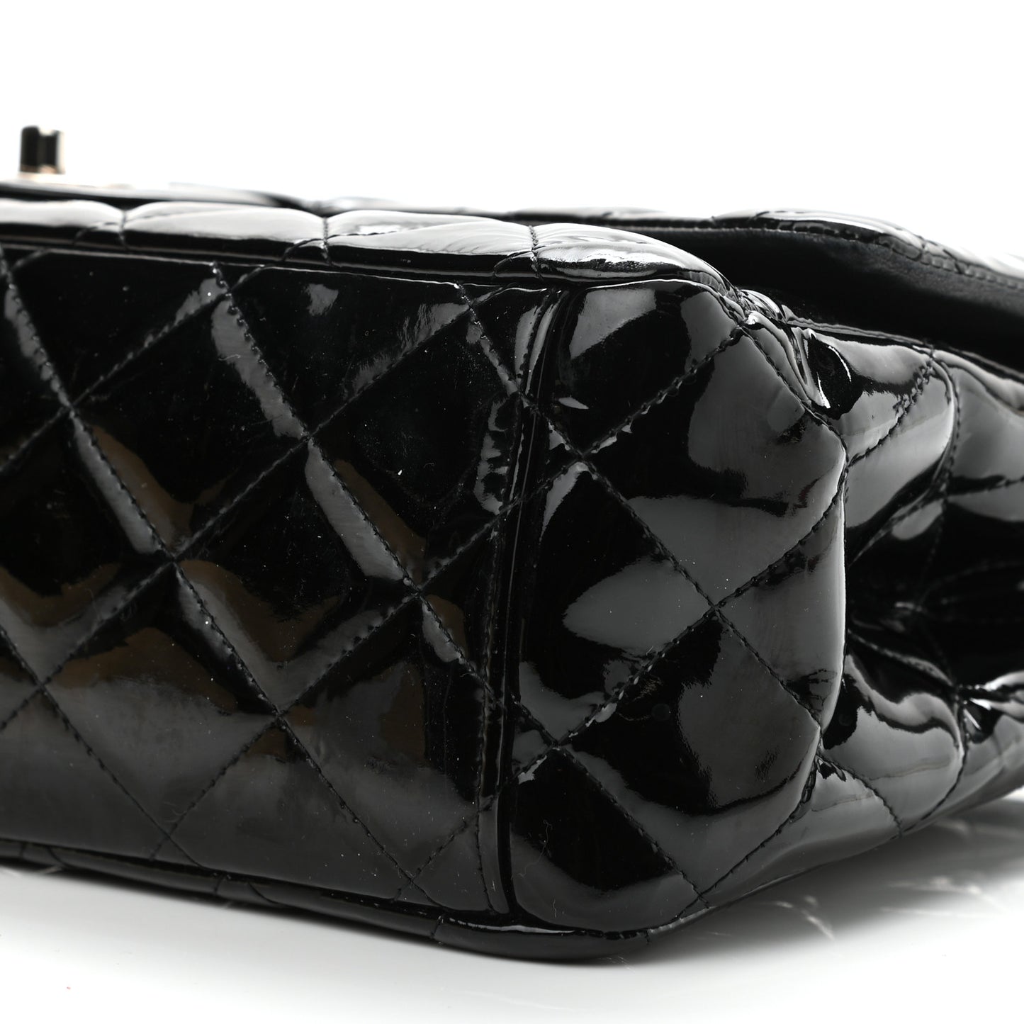 Patent Quilted Maxi Double Flap Black