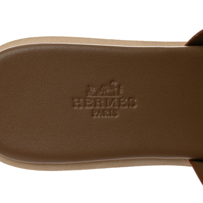Hermes Calfskin Cork Eze 30 Sandals 37 Marron Glaise 7 of 9