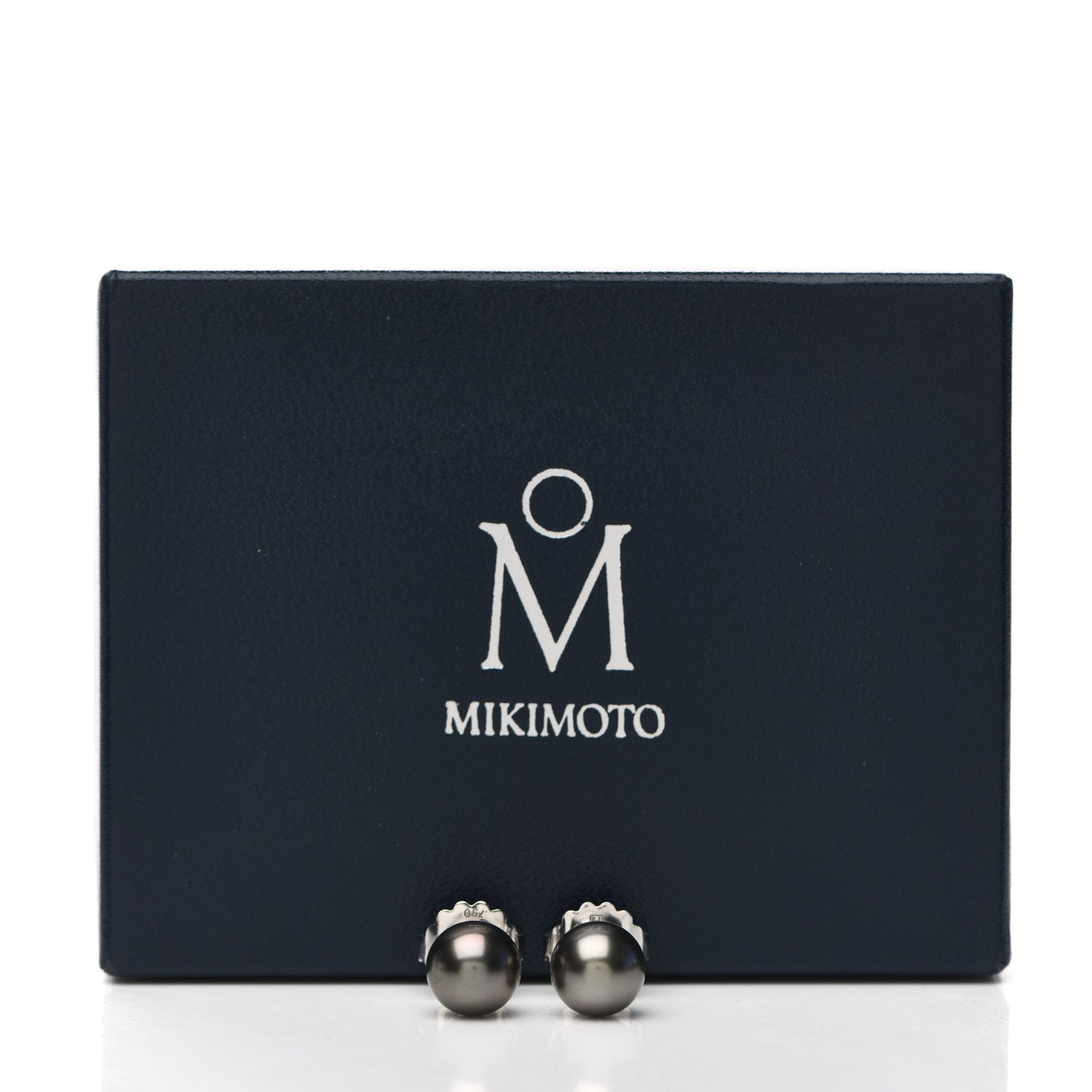 18K White Gold Black South Sea Pearl 9mm Stud Earrings
