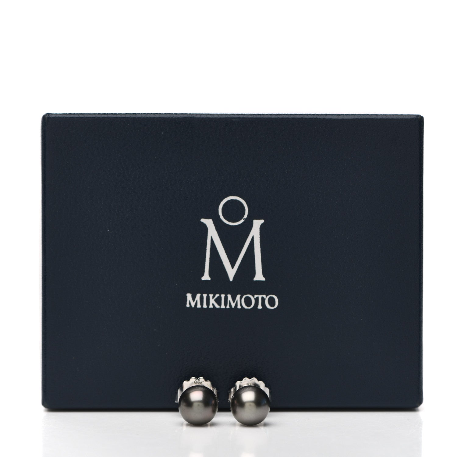 Mikimoto 18K White Gold Black South Sea Pearl 9mm Stud Earrings 5 of 5