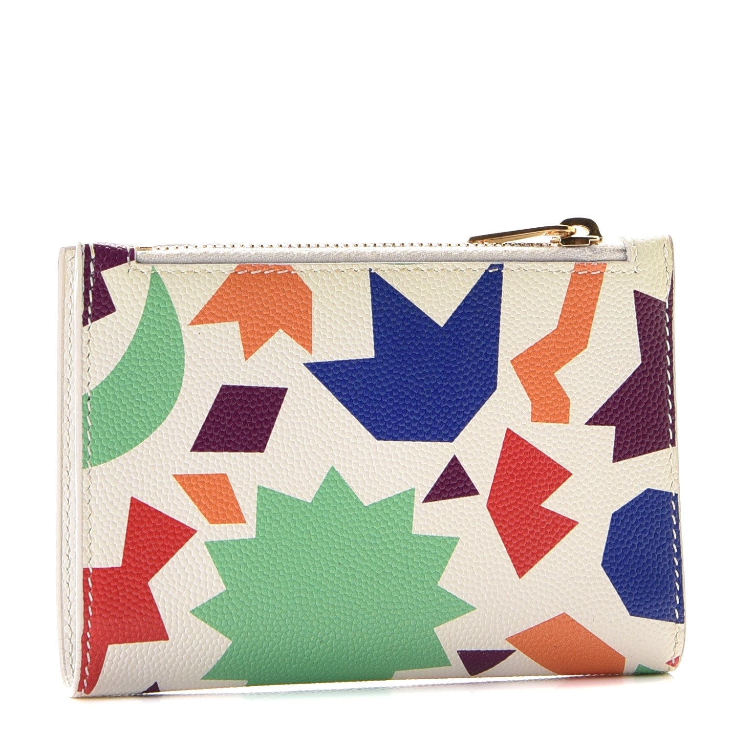Saint Laurent Grain De Poudre Shapes Print Zipped Two-Part Wallet White 2 of 8