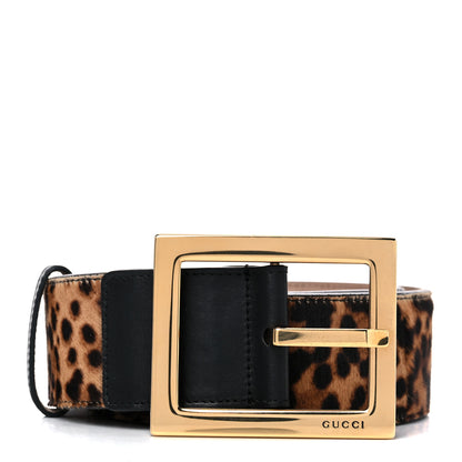Gucci Leopard-Print Calf Hair Wide Belt 80 32 1 of 7