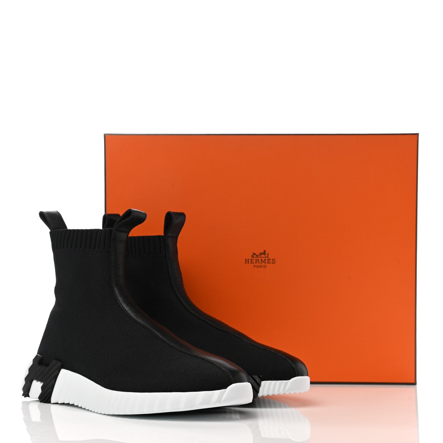 Hermes Technical Canvas Goatskin Fun Sneakers 39 Black White 9 of 9