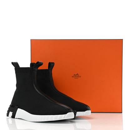 Hermes Technical Canvas Goatskin Fun Sneakers 39 Black White 9 of 9