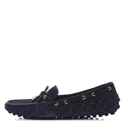 Louis Vuitton Suede Monogram Gloria Loafers 38 Marine 1 of 4