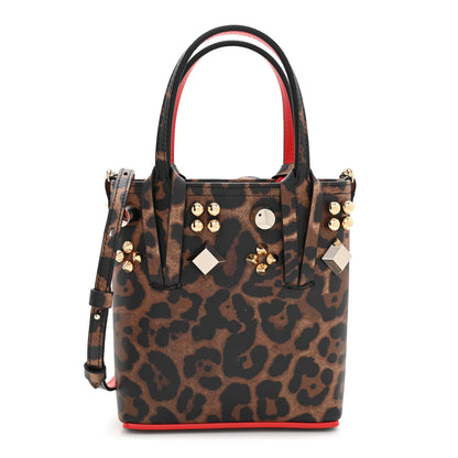 Christian Louboutin Calfskin Leopard Spike Studded Mini North South Cabata Tote Multicolor 1 of 7