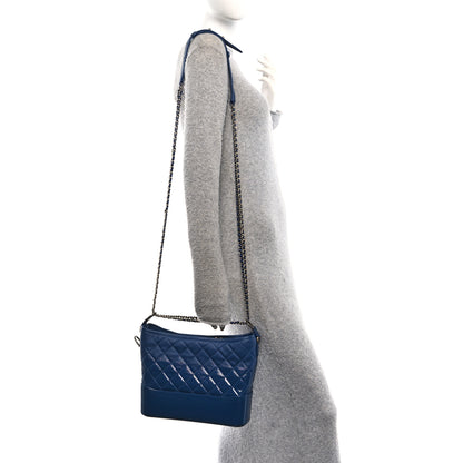 Chanel Patent Goatskin Quilted Medium Gabrielle Hobo Blue 2 of 10