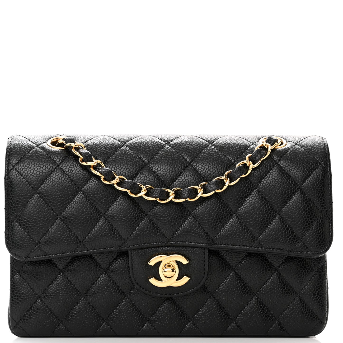 Caviar Quilted Small Double Flap Black