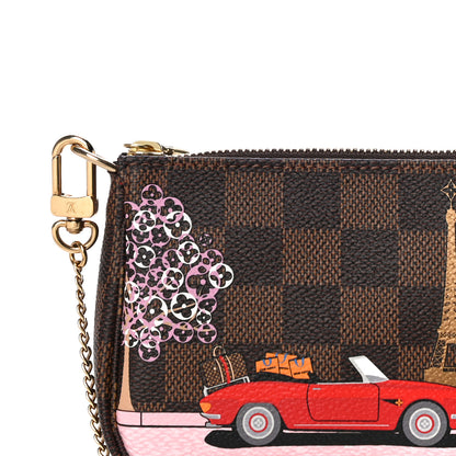 Louis Vuitton Damier Ebene 2019 Christmas Animation Mini Pochette Accessories Red 8 of 11