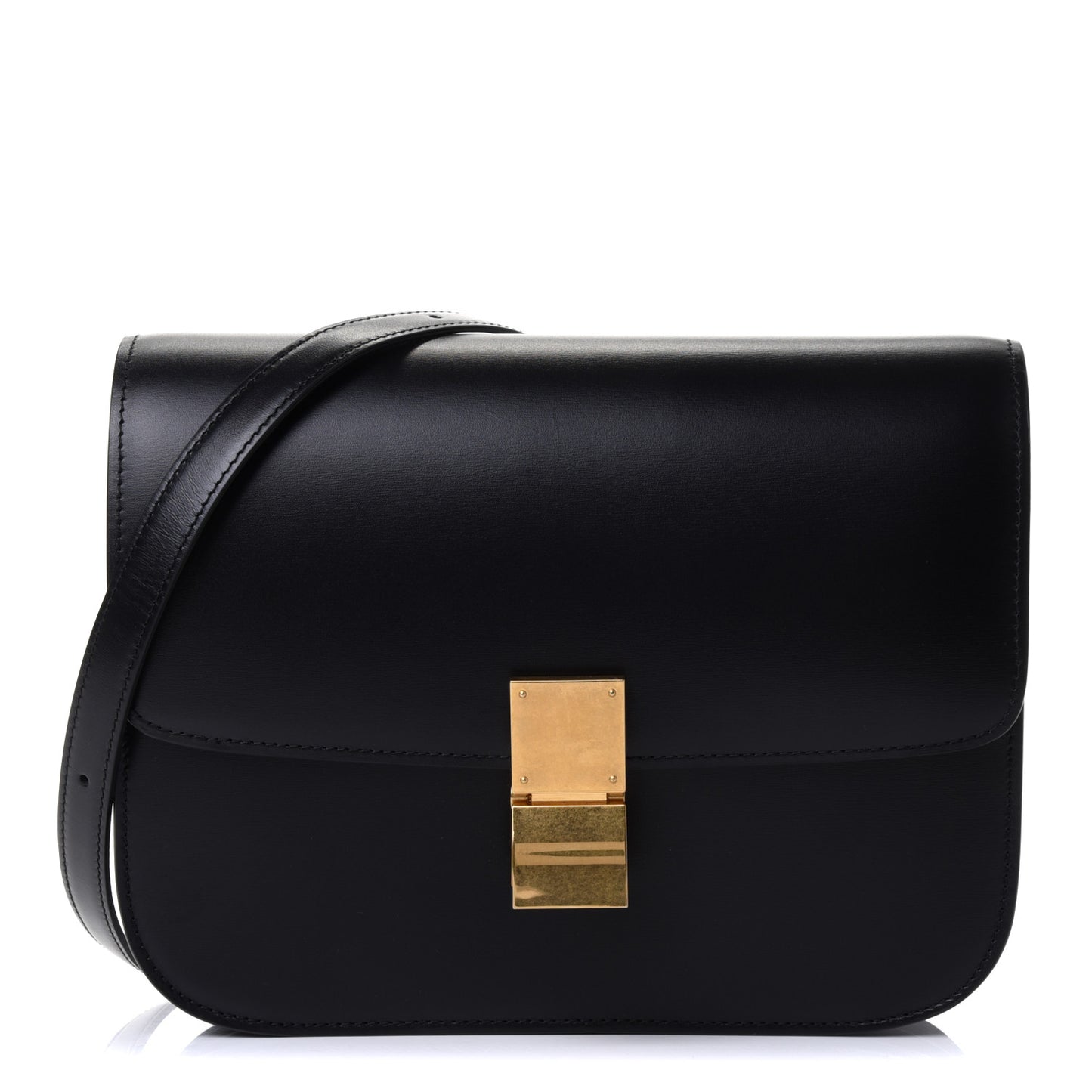 Box Calfskin Medium Classic Box Flap Bag Black