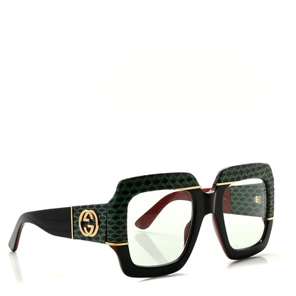 Gucci Snakeskin Acetate Square Sunglasses GG0484S Light Blue Black 8 of 8