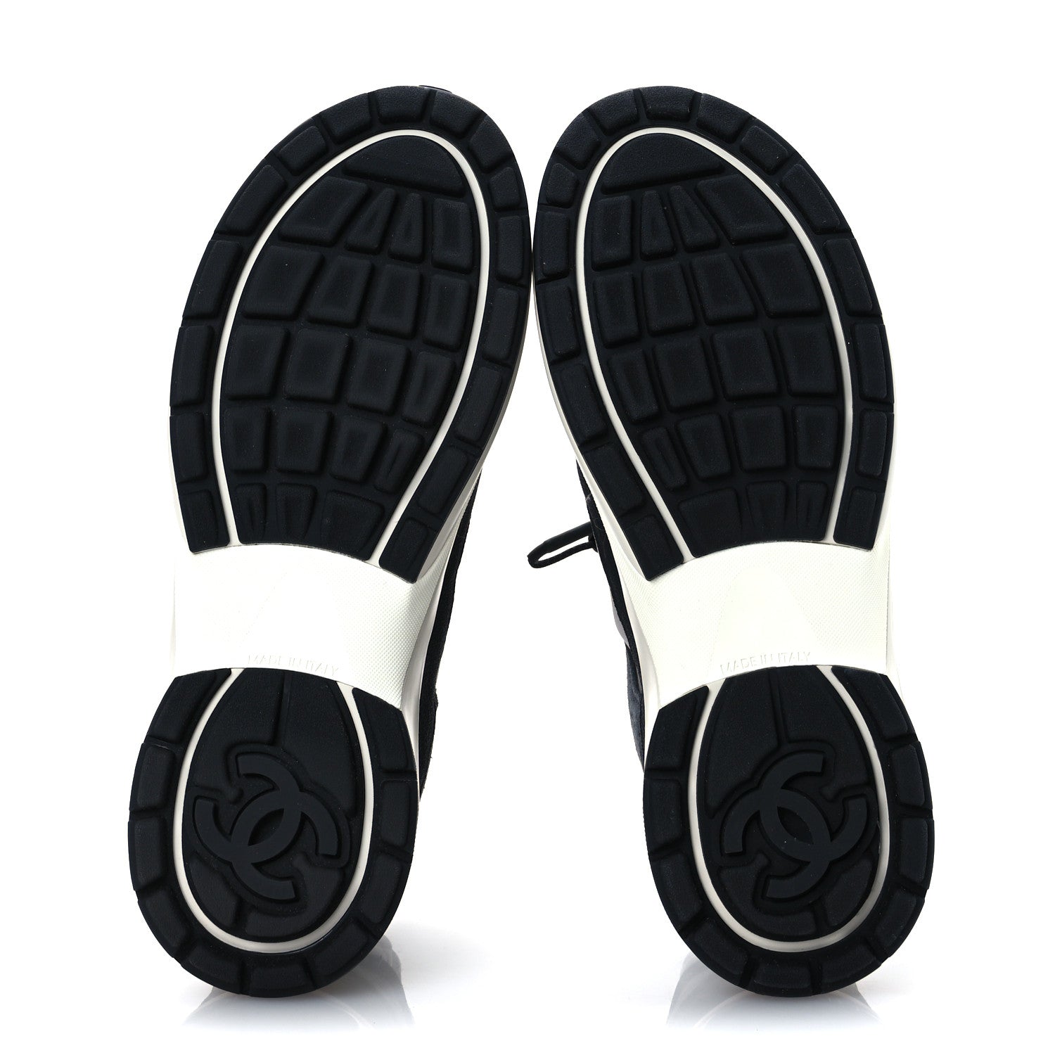 Chanel Fabric Suede Calfskin Mesh CC Sneakers 42 Black Dark Grey White Light Grey 7 of 12