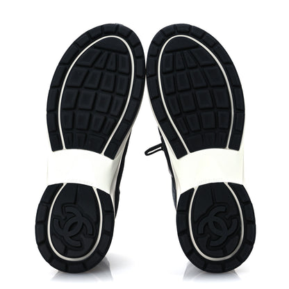 Chanel Fabric Suede Calfskin Mesh CC Sneakers 42 Black Dark Grey White Light Grey 7 of 12