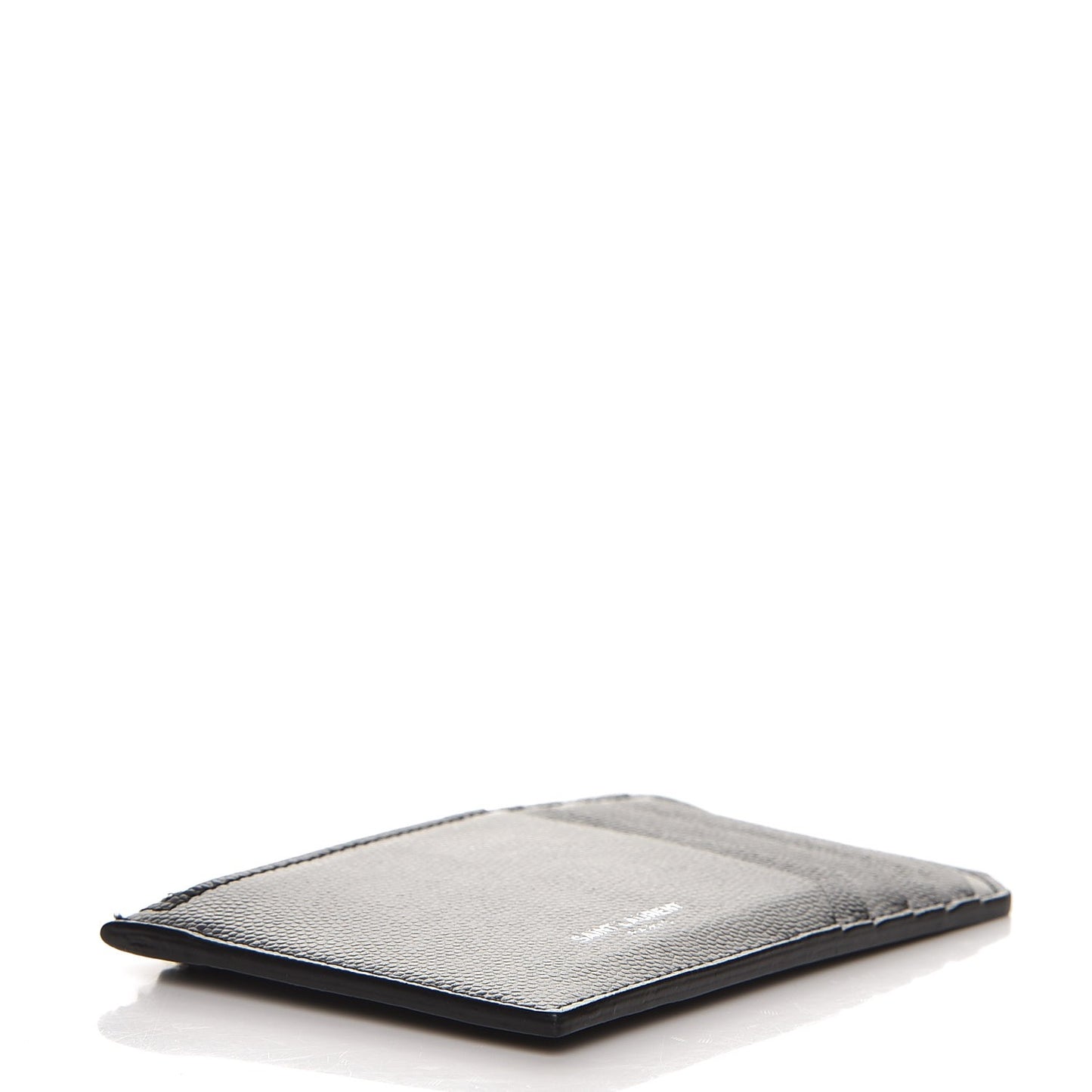 Grained Calfskin 5 Fragments Zip Pouch Card Holder Black